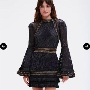 PatBO Black Lace and Fringe Dress size 36